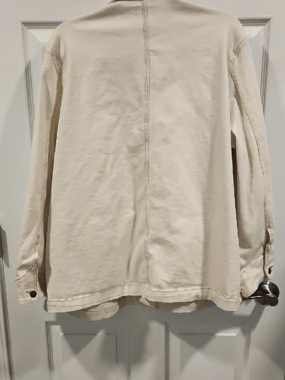 Well Worn Cream Jean Jacket - Utility Style - Picture 7 of 7
